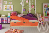 Кровать 1,6*0,8м Дельфин (дуб крафт белый/оранжевый)